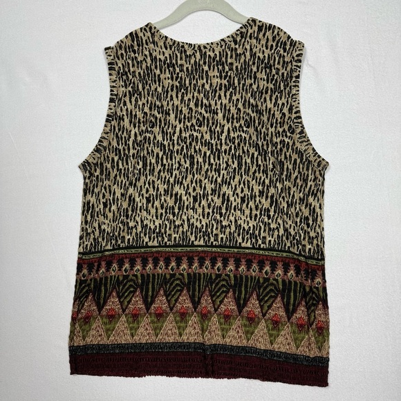 Pleat Pleat VTG Crinkle leopard Tank Top Black large vintage - Picture 7 of 8